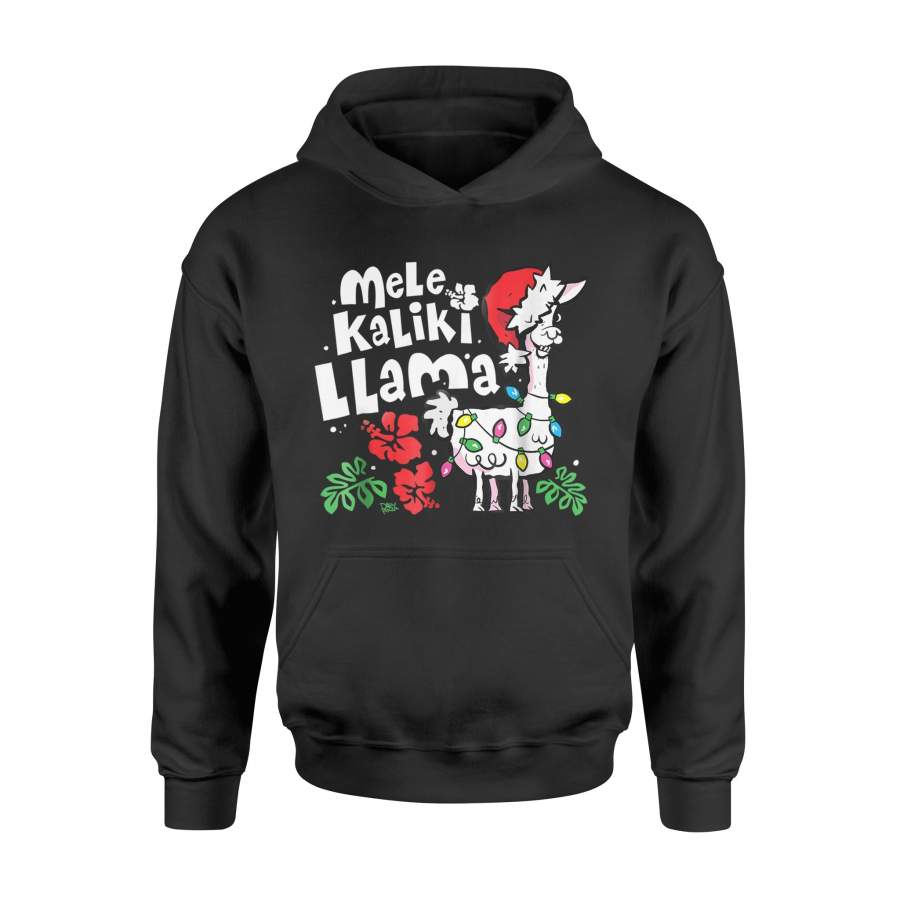 Mele Kalikimaka Christmas Hawaiian Llama Santa T-Shirt – Standard Hoodie