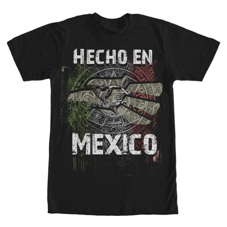 Aztlan Men’s Hecho En Mexico Eagle Stone  T Shirt Black