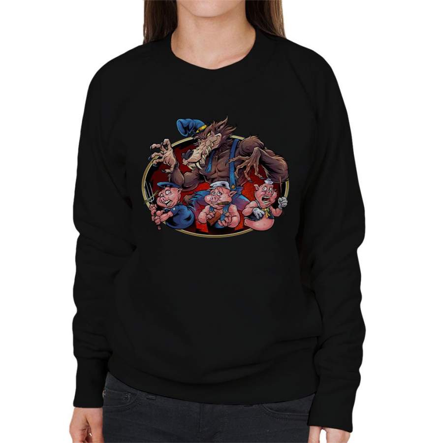 Big Bad Wolf Three Little Pigs Women’s Sweatshirt