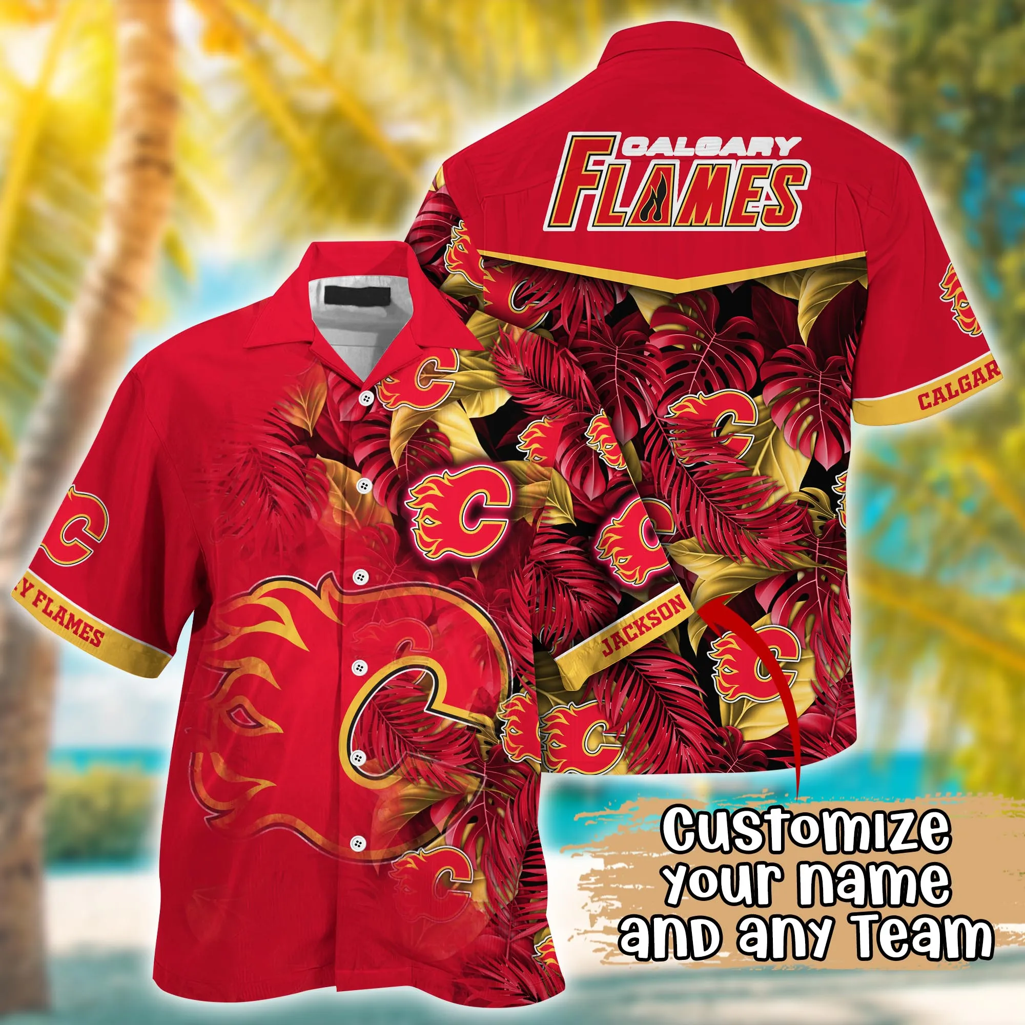 Calgary Flames Nhl Summer Hawaii Shirt And Tshirt Custom Aloha Shirt