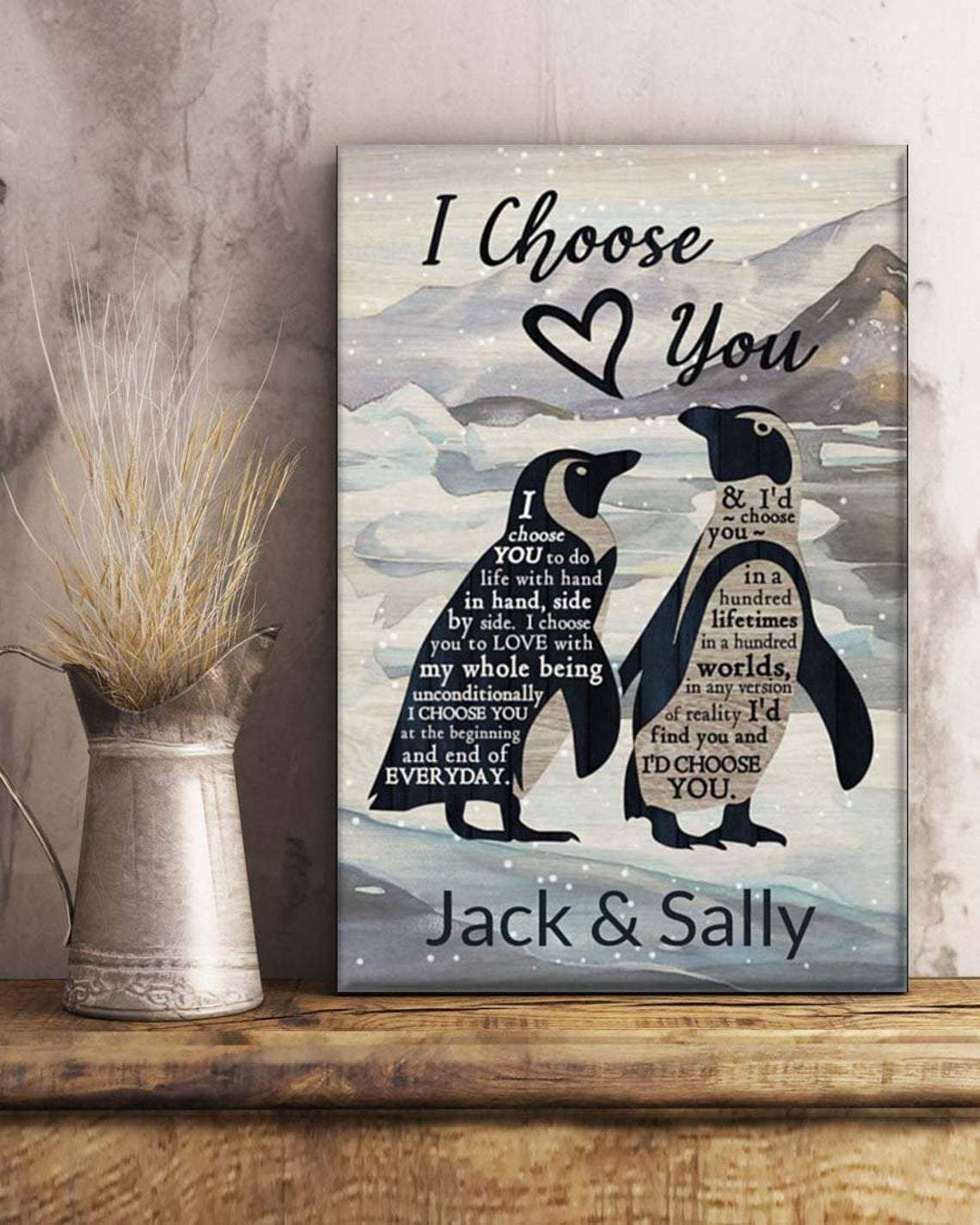 Personalized I Choose You Penguin Couple Wall Art Canvas And Poster, Wall Decor, Canvas Instructure – Penguin Lover – Couple Canvas And Poster, Wall Decor, Canvas Instructure- Wedding Anniversary Gift