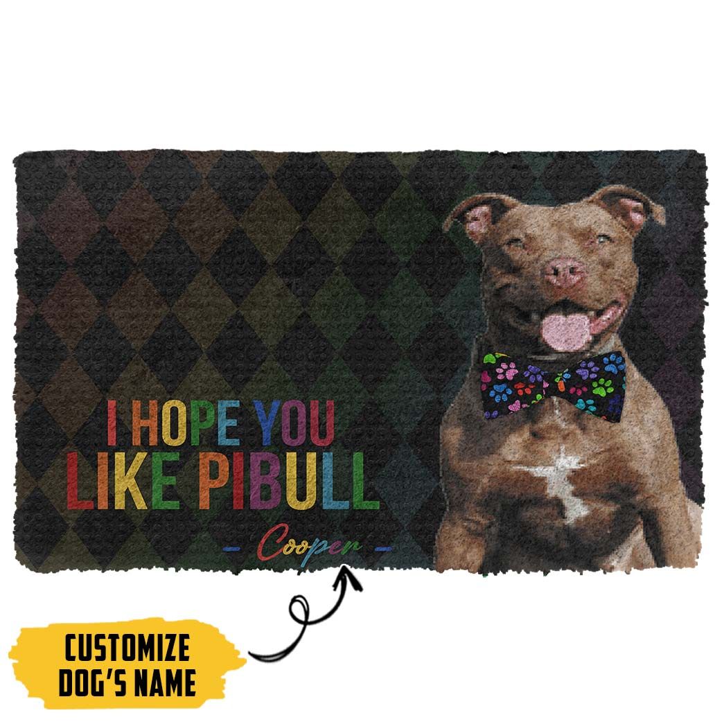 Gearhumans 3D I Hope You Like Pitbull Custom Name Doormat