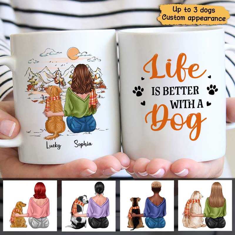 Fall Season Life Is Better With Dog Gift For Dog Mom Personalized Mug