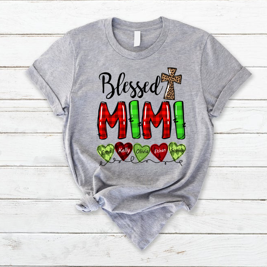 Blessed Leopard Mimi Kids Names Shirt