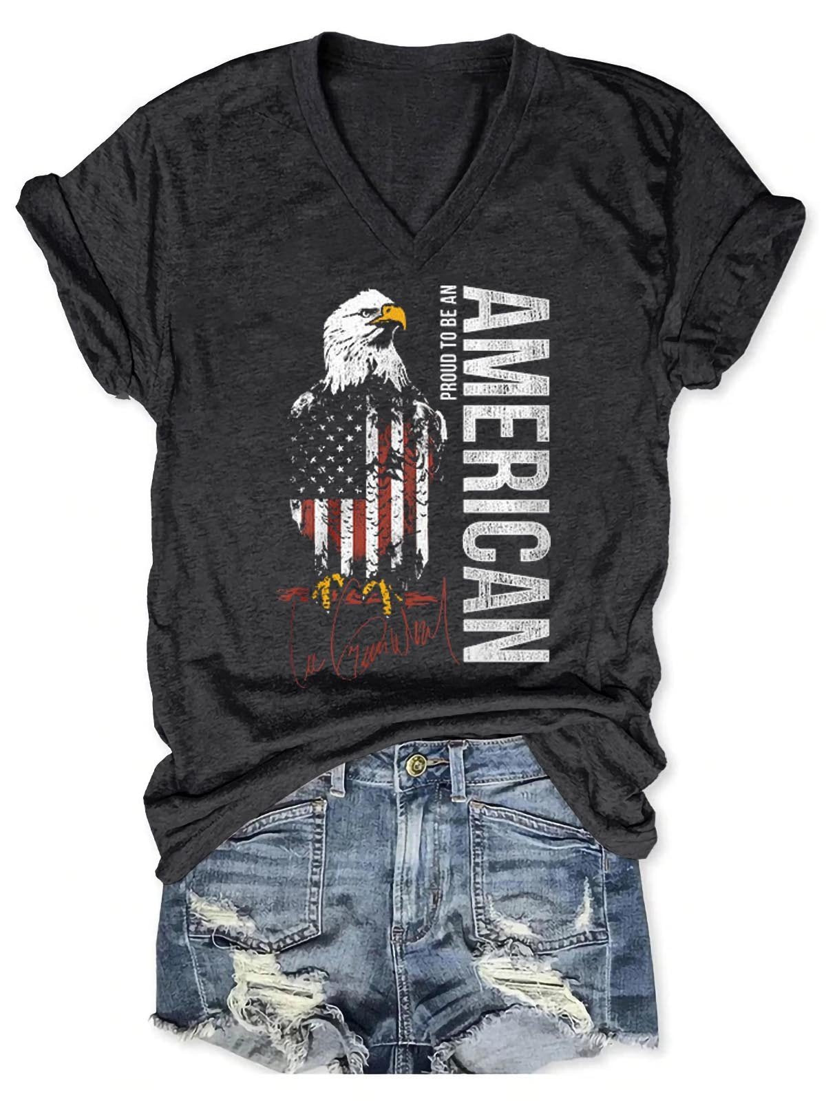 Women’S Veterans Day Proud To Be An American Veteran Military V-Neck T-Shirt