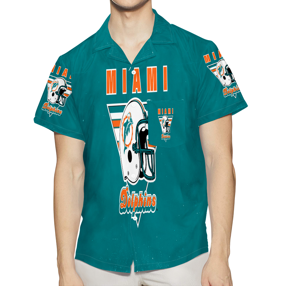 Miami Dolphins Logo 11 3D All Over Print Summer Beach Hawaiian Shirt With Pocket