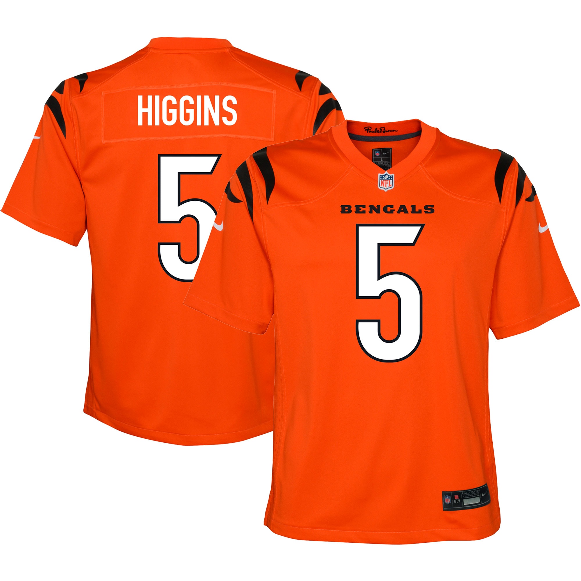 Youth Cincinnati Bengals Tee Higgins Orange Game Jersey