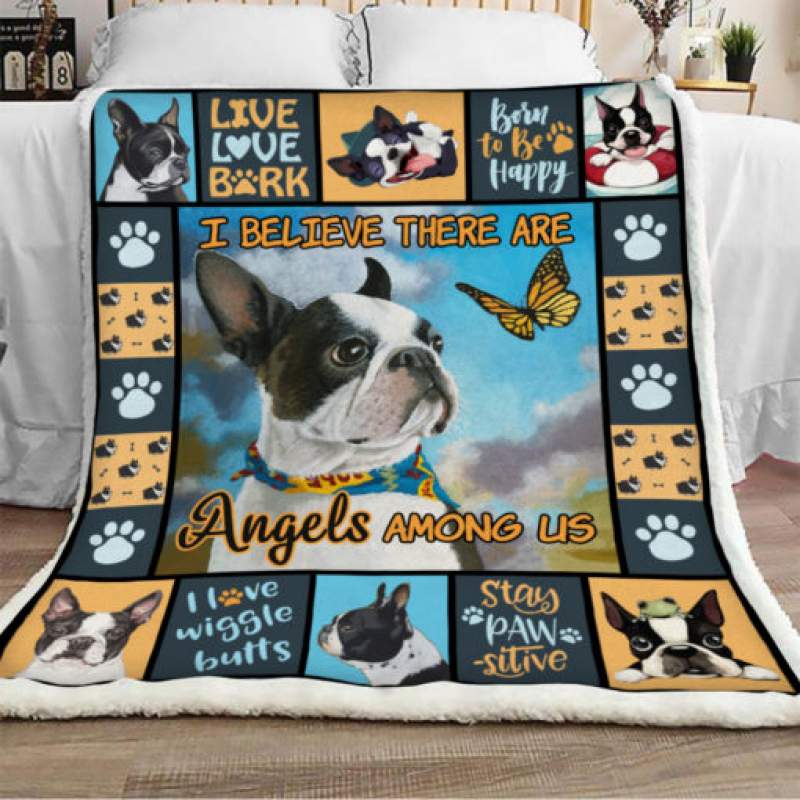 Boston Terrier Dog Sherpa Blanket JR1402 95O35