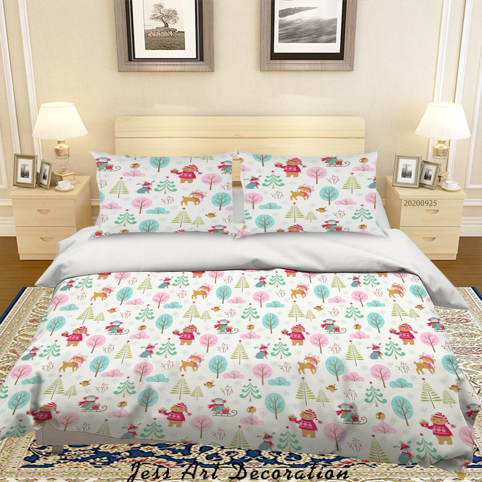 3D Cartoon Animal Bear Fox Tree Pattern Quilt Cover Set Bedding Set Duvet Cover Pillowcases Wj 6444