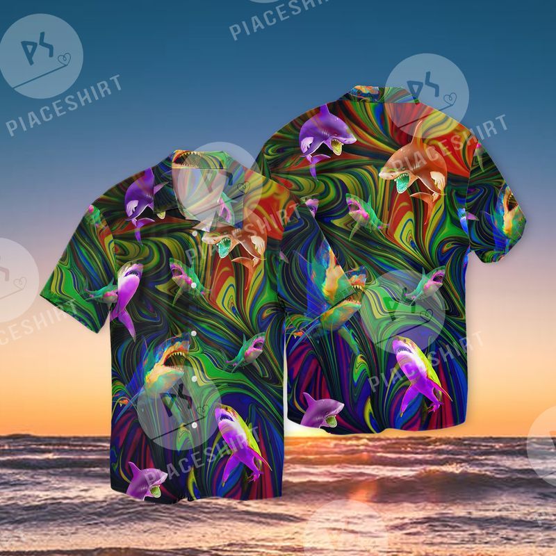 Colorful Sharks Trending Full Print Hawaii Shirt Ha103503