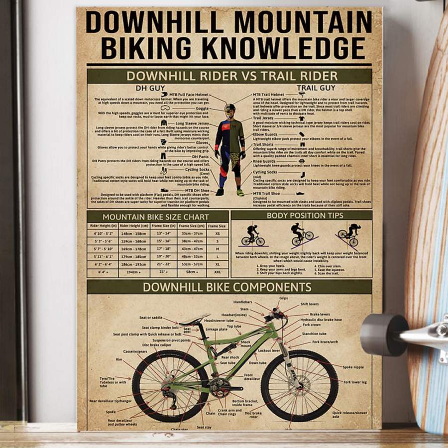 Downhill Mountain Biking Knowledge Custom Design  Poster Gift