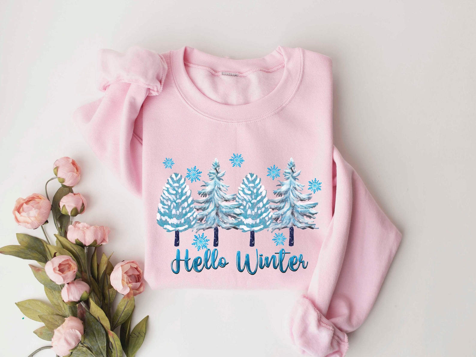 Hello Winter Sweatshirt 2D Crewneck Sweatshirt All Over Print Sweatshirt For Women Sweatshirt For Men Sws5036