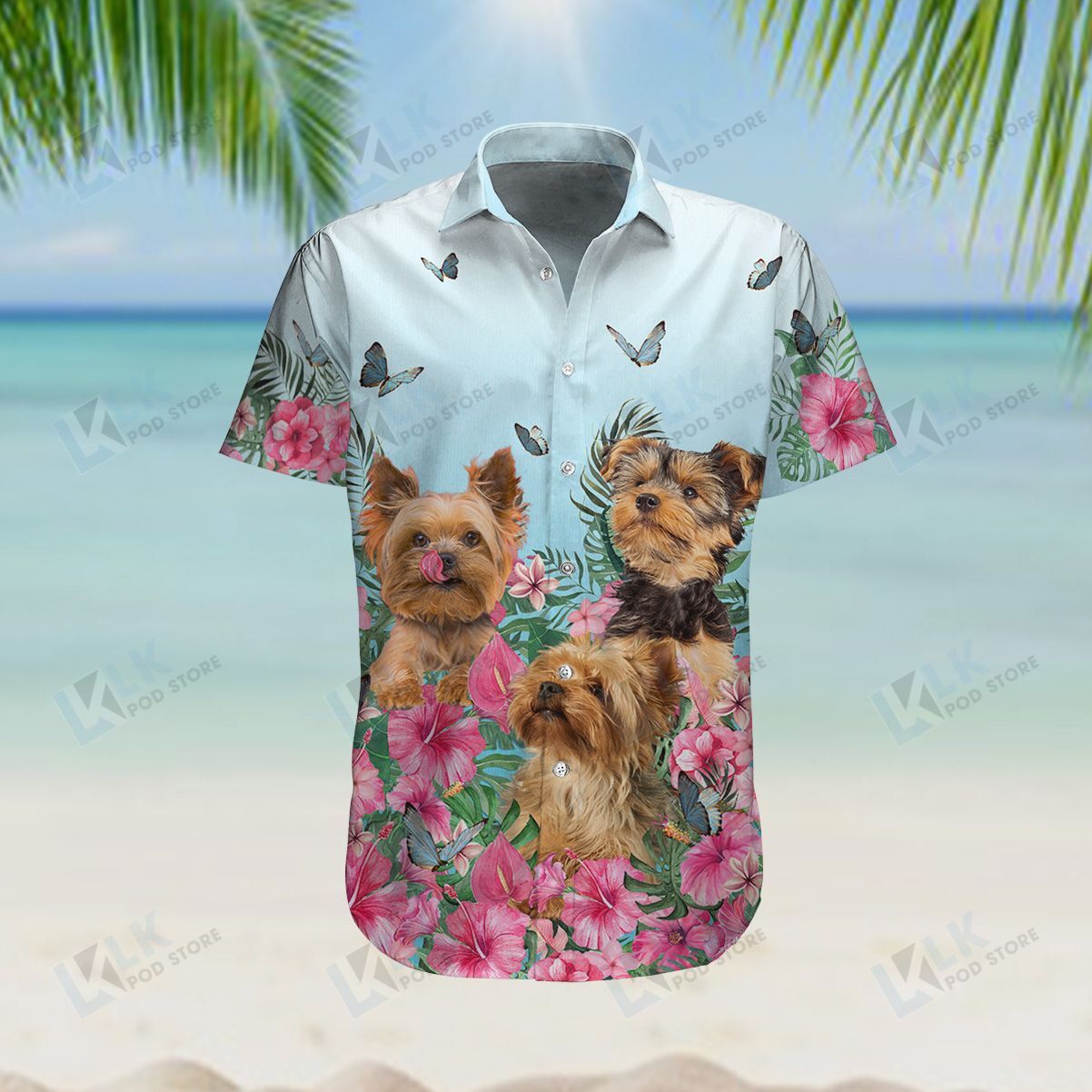 Yorkshire Terrier Hawaiian Shirt Hibiscus Beach Ha34654