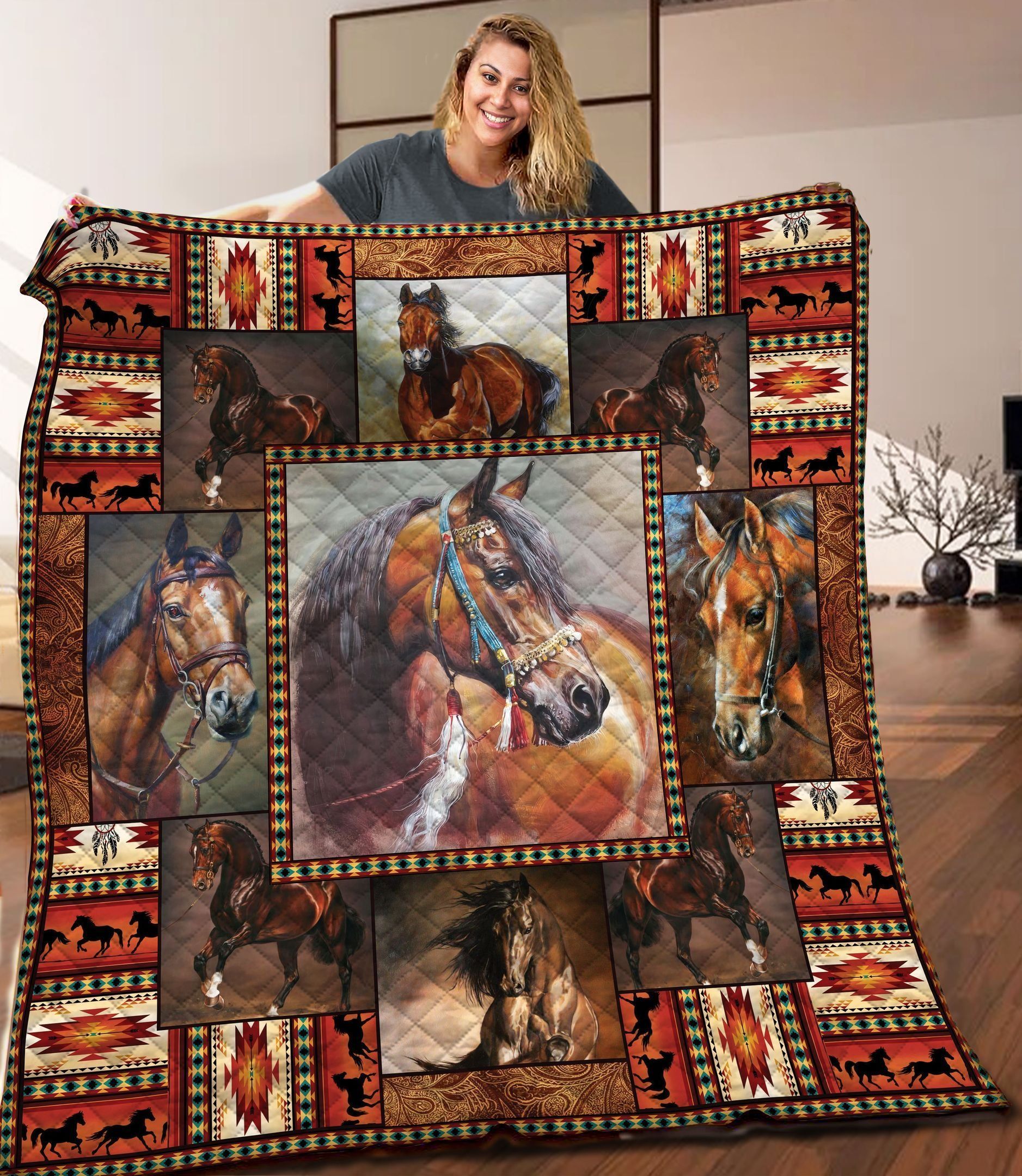 Animal Horse Love Animal Quilt Blanket