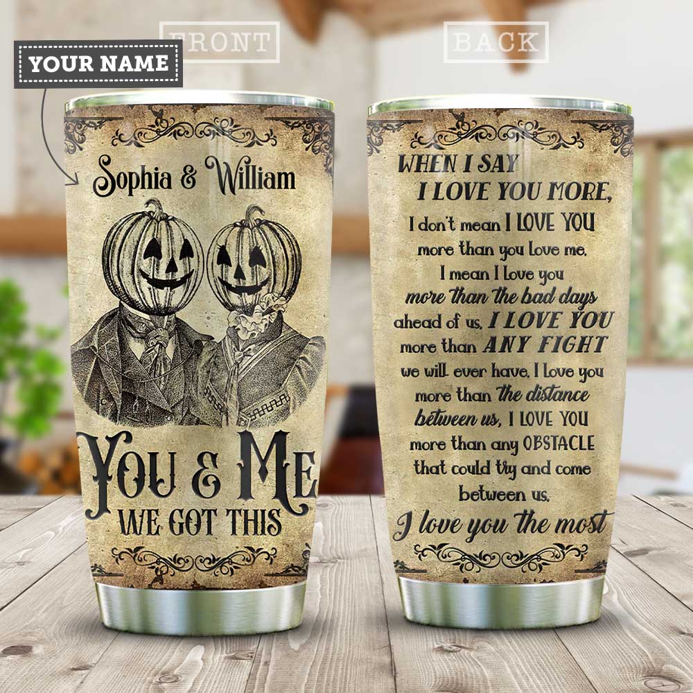 Metal Pumpkin Couple You And Me Personalized Halz1109005Z Stainless Steel Tumbler