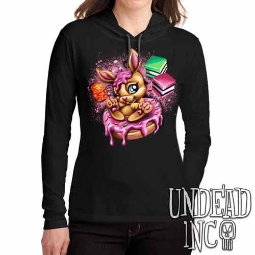 Donut Bunny – Ladies Long Sleeve Hooded Shirt