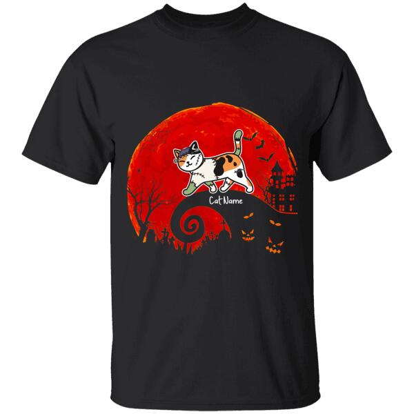 Spooky Cat And Halloween Moon Personalized T-Shirt Ts-Hr209