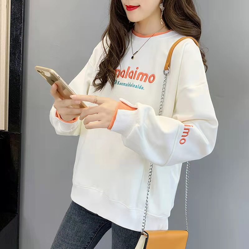 2022 Spring Women Sweetshirts Female Coat Warm Fleece Hoodies Korean Fashion Embroidery Letter Design Sweatshirt Oversized Tops alx