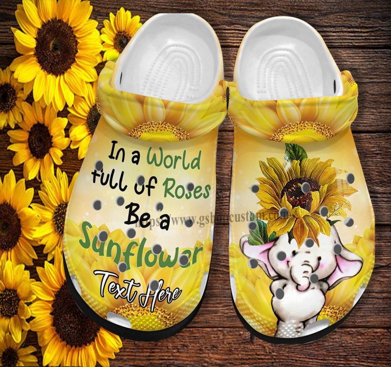 Elephant Baby Sunflower Cute Croc Shoes Customize – In A World Be Sunflower Shoes Croc Clogs Gift Women Mother Day