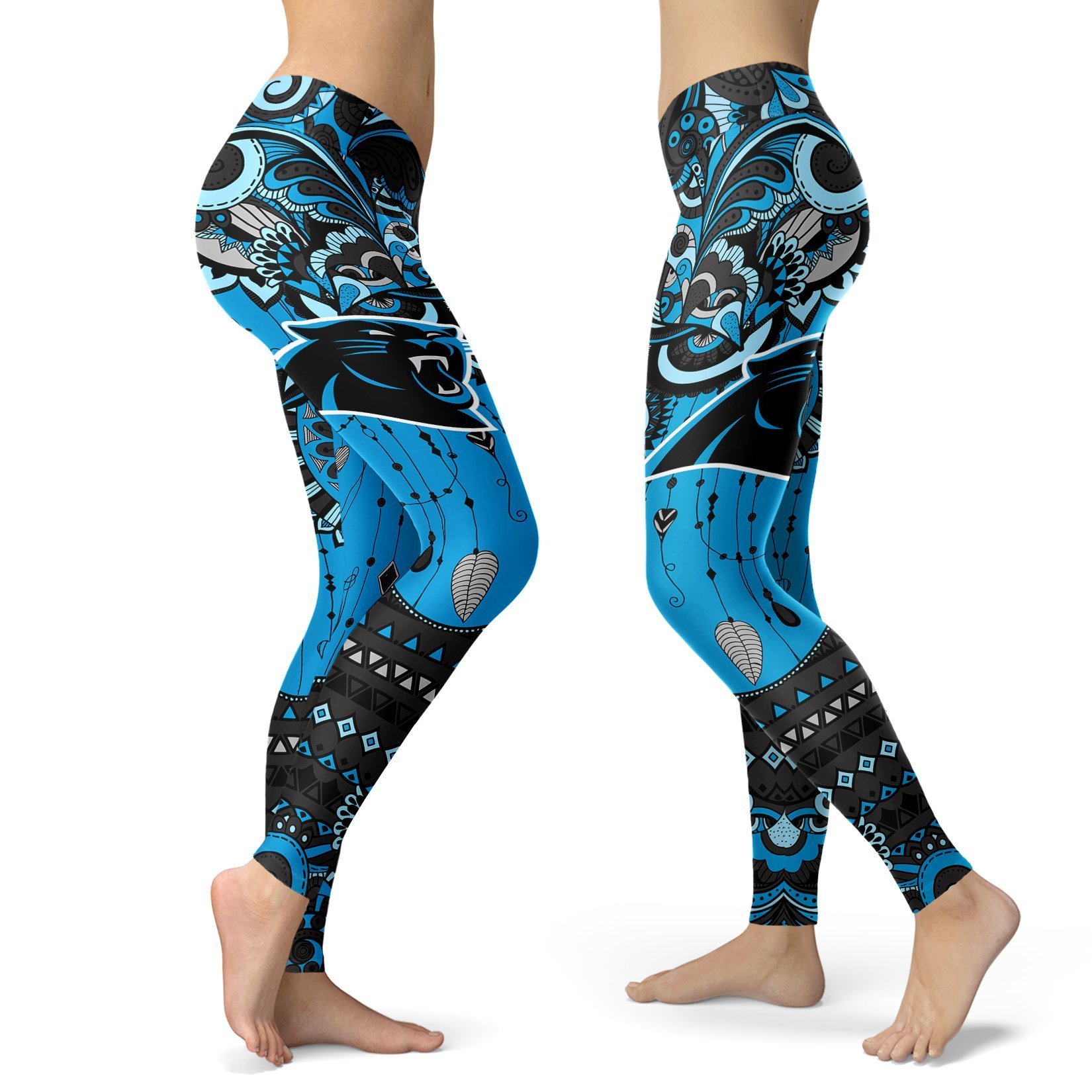 Boho Carolina Panthers Leggings With Fantastic Art