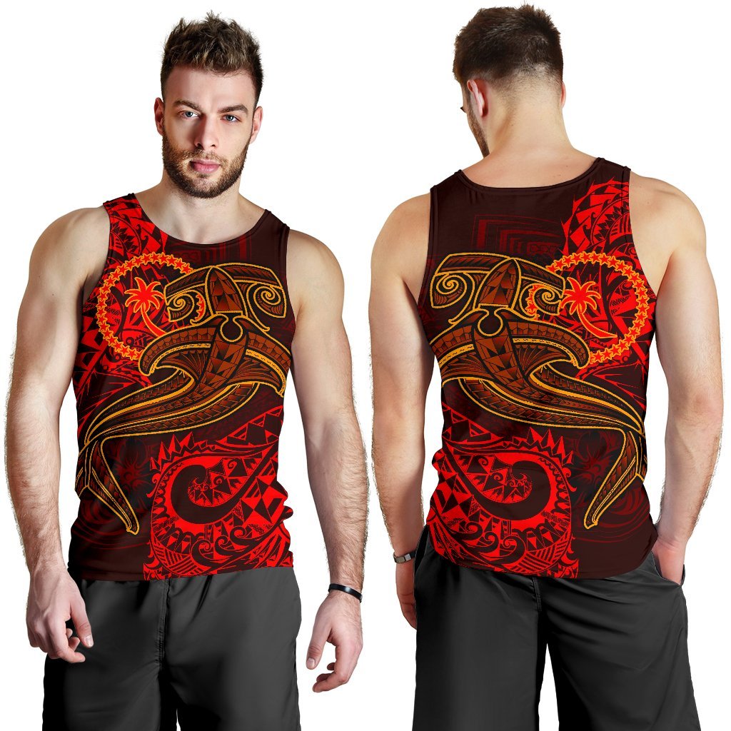 Chuuk Men’S Tank Top – Red Shark Polynesian Tattoo