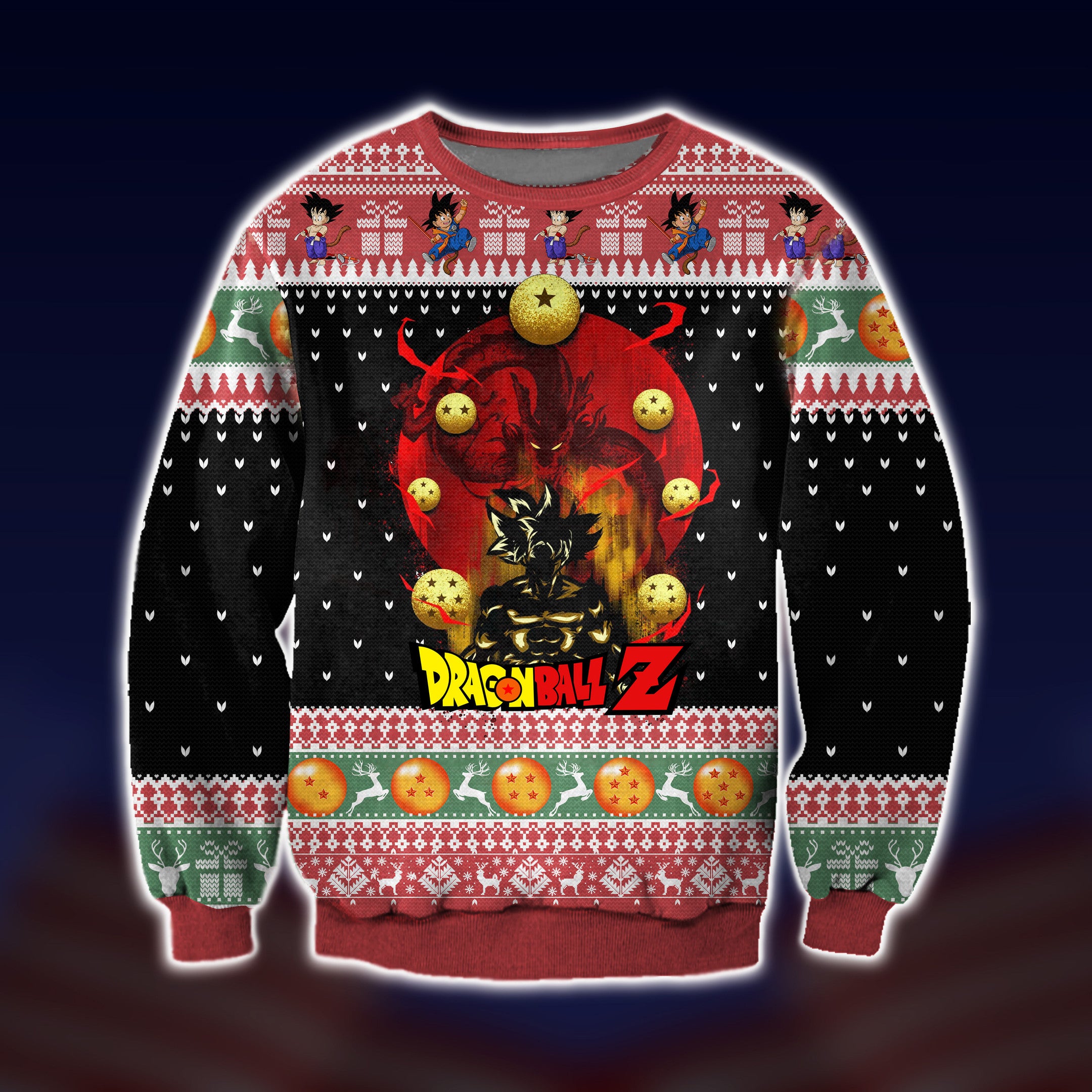 Son Goku, The Dragon Balls And Shenron Ugly Christmas Sweater