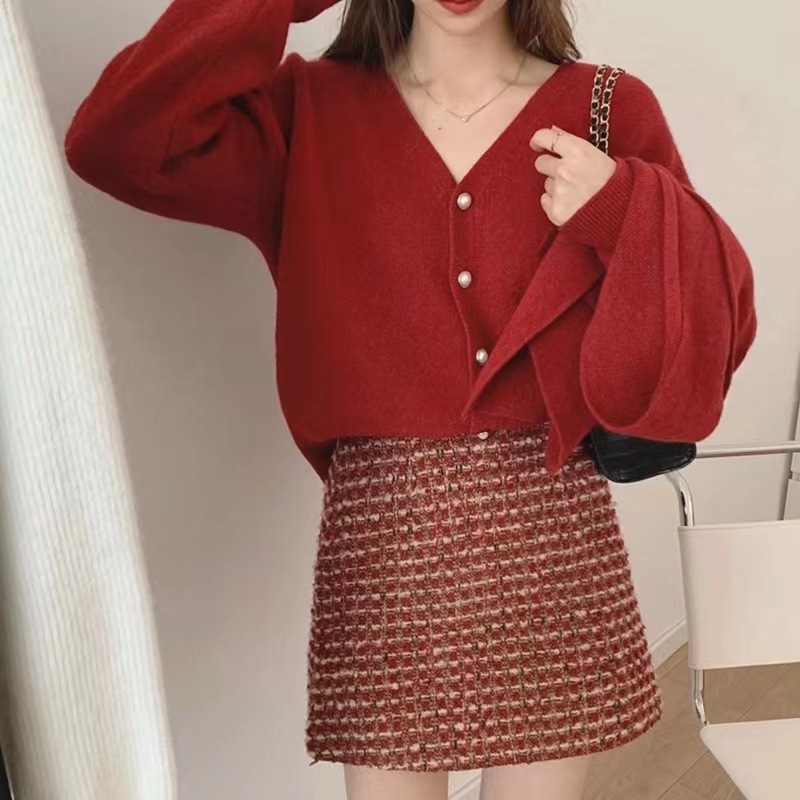 Circyy Warm Knitted Cardigan Women Sweater Korean Fashion Blue V-Neck Lady Clothes Soft Casual Pink Loose Coat 2022 Fall Winter alx