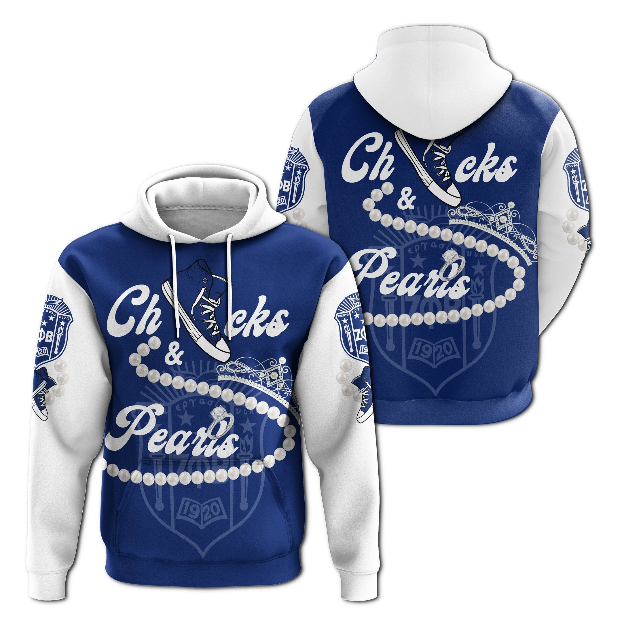 Sorority Hoodie – Zeta Phi Beta Chucks And Pearls Pullover Hoodie K.H Pearls