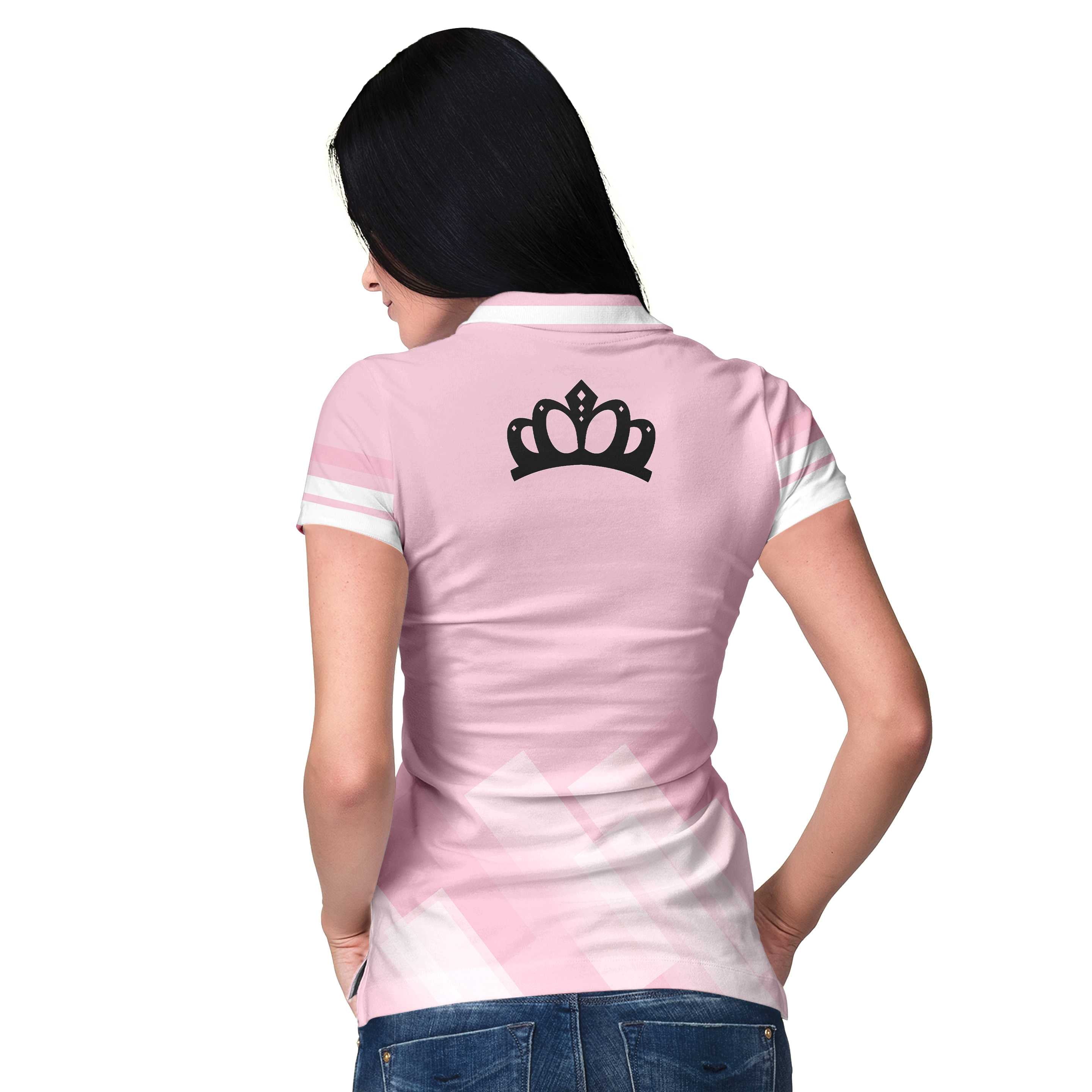 Queen Of The Court Pink Short Sleeve Women Polo Shirt, Cool Tennis Shirt For Ladies Coolspod