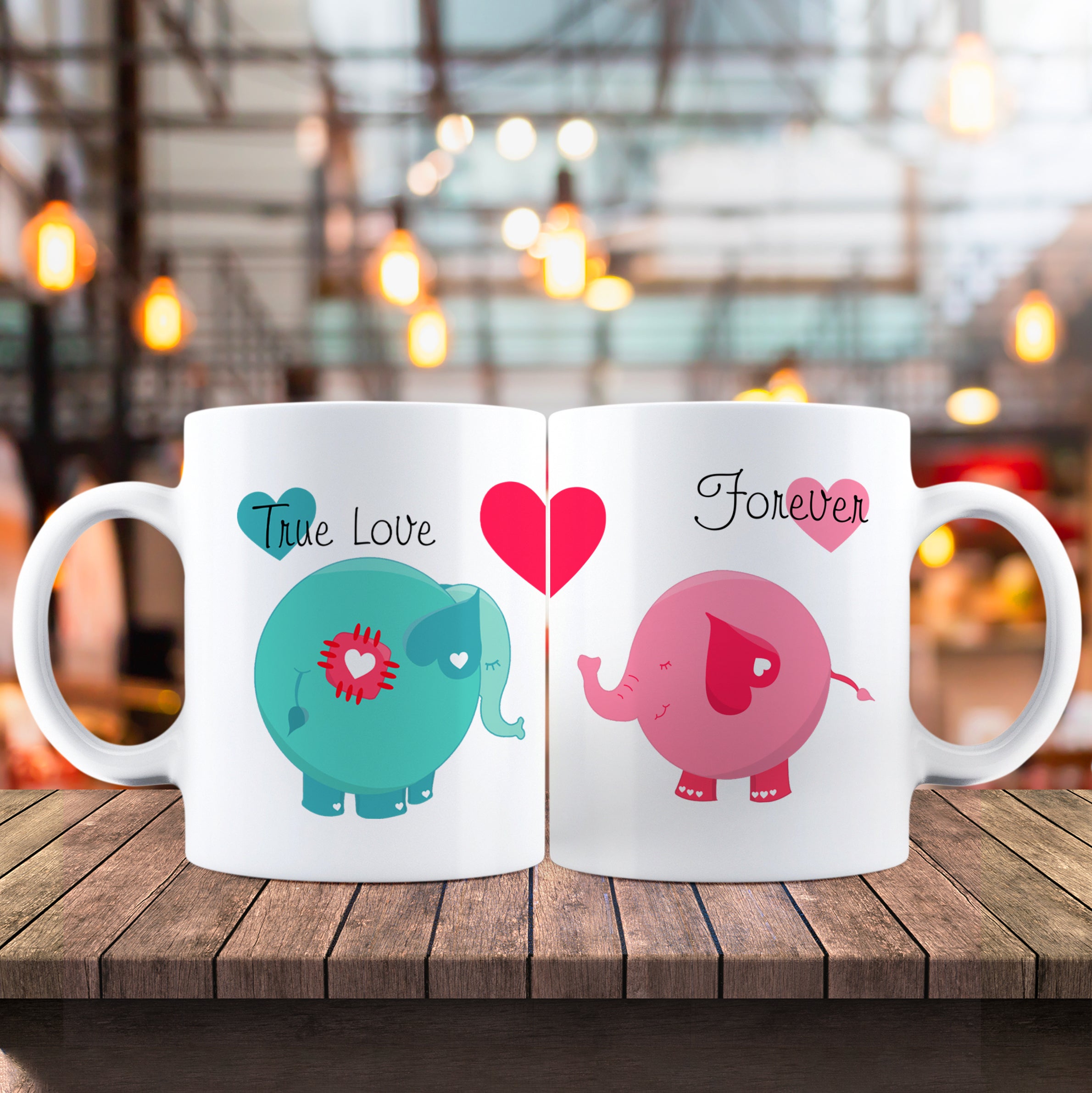 Elephants True Love Forever Lover Mugs Gift For Couple