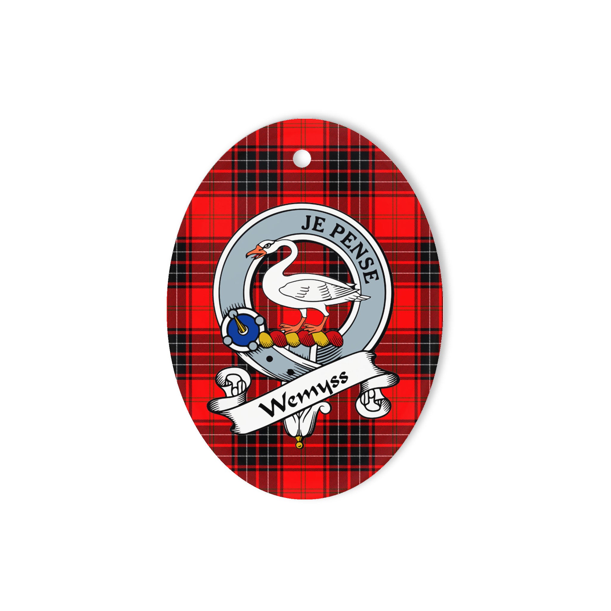 Wemyss Scottish Clan Badge Plaid Ornament Gift. Christmas Tree Ornament Wemyss Clan Tartan Ornament Great Christmas Ornaments Gift Oval Ornament