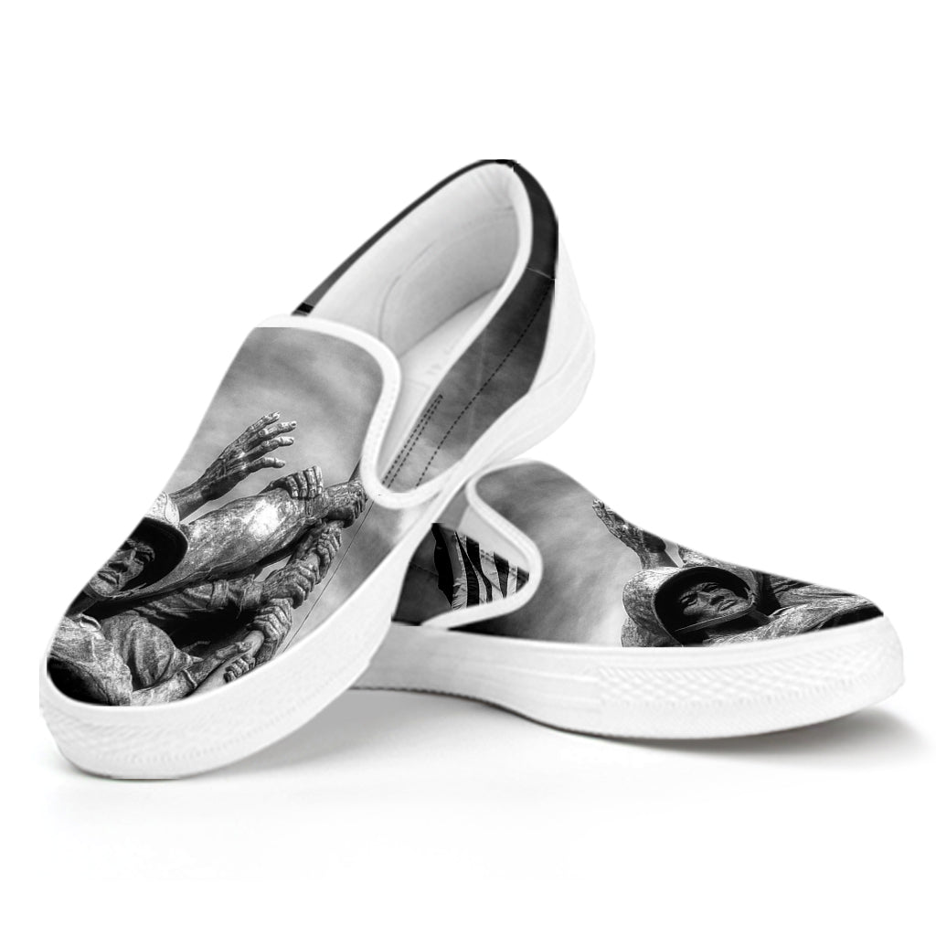 American War Memorial Print White Slip On Shoes