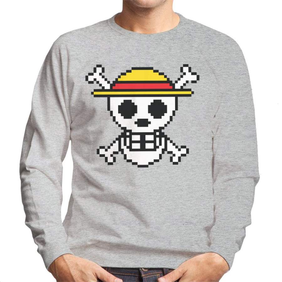 Straw Hat Skull And Cross Bones Pixel One Piece Men’s Sweatshirt