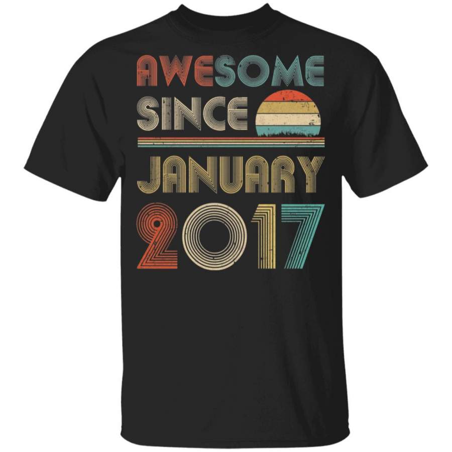 Awesome Since January 2017 Vintage 3rd Birthday Gifts Youth T-shirt