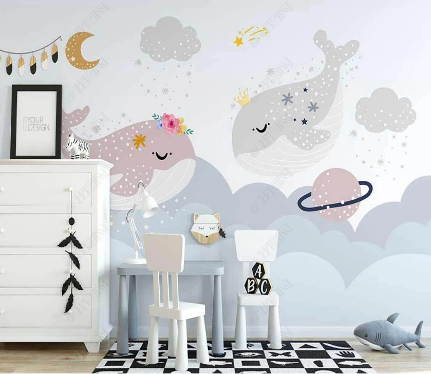 3D Cartoon Sea Dolphin Wall Mural Wallpaper Lqh 1