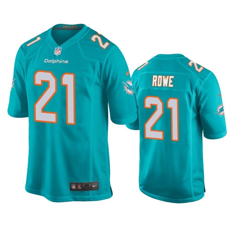 Dolphins Eric Rowe Game Aqua Mens Jersey