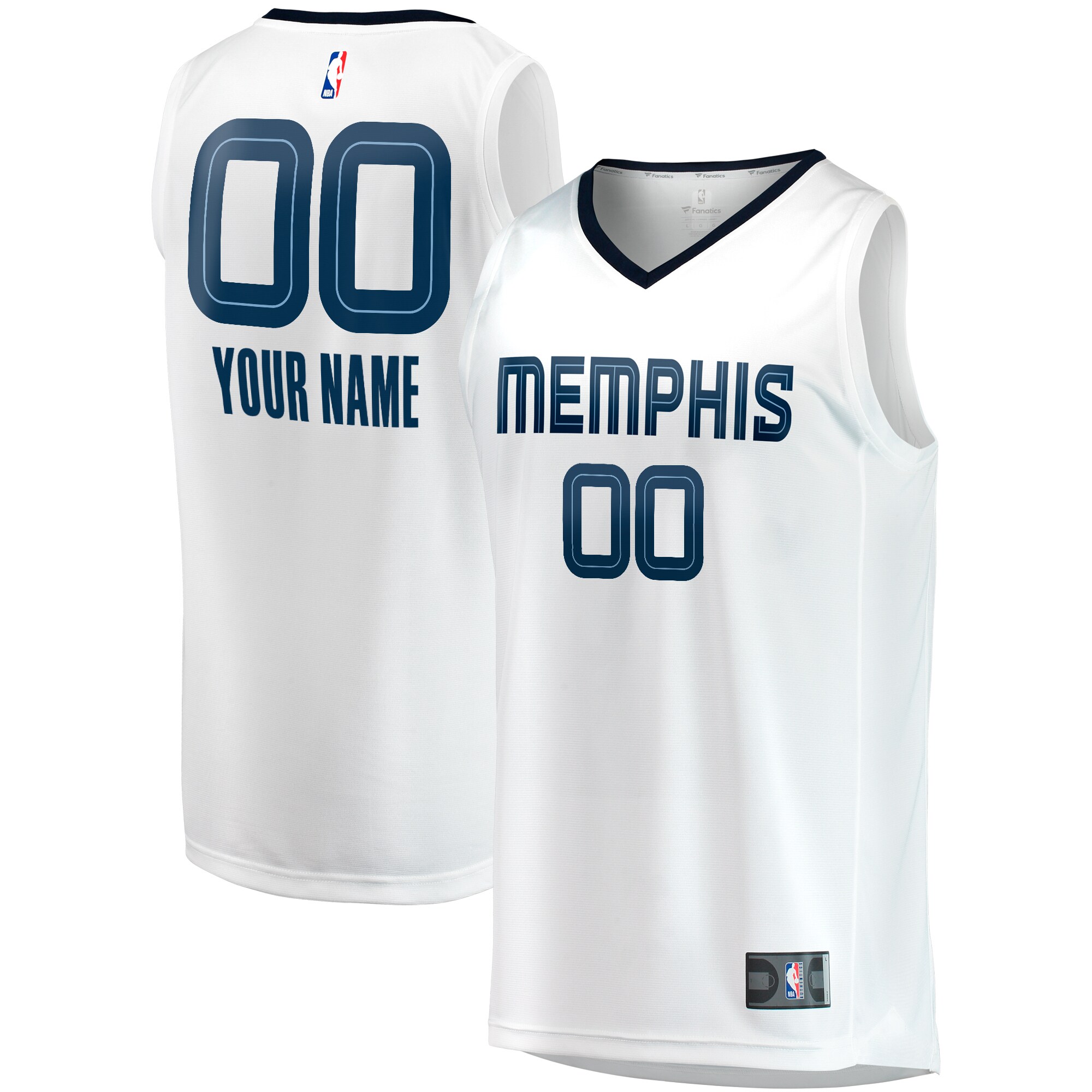 Memphis Grizzlies Youth Fast Break Custom Jersey – Association Edition – White