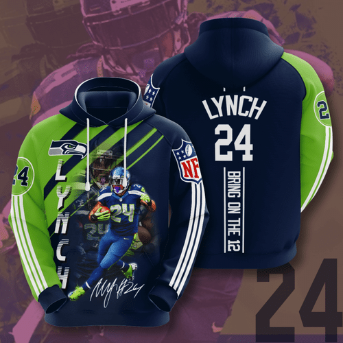 Seattle Seahawks Marshawn Lynch 60 Unisex 3D Hoodie Gift For Fans