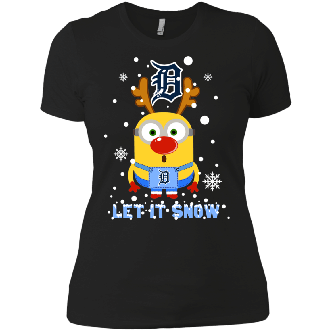 Buy Minion Detroit Tigers  Ugly Christmas Sweaters Let It Snow Women’S T-Shirt