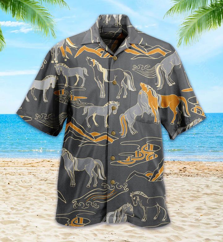 Wild Horse Vintage Grey Hawaii Shirt Ha48116