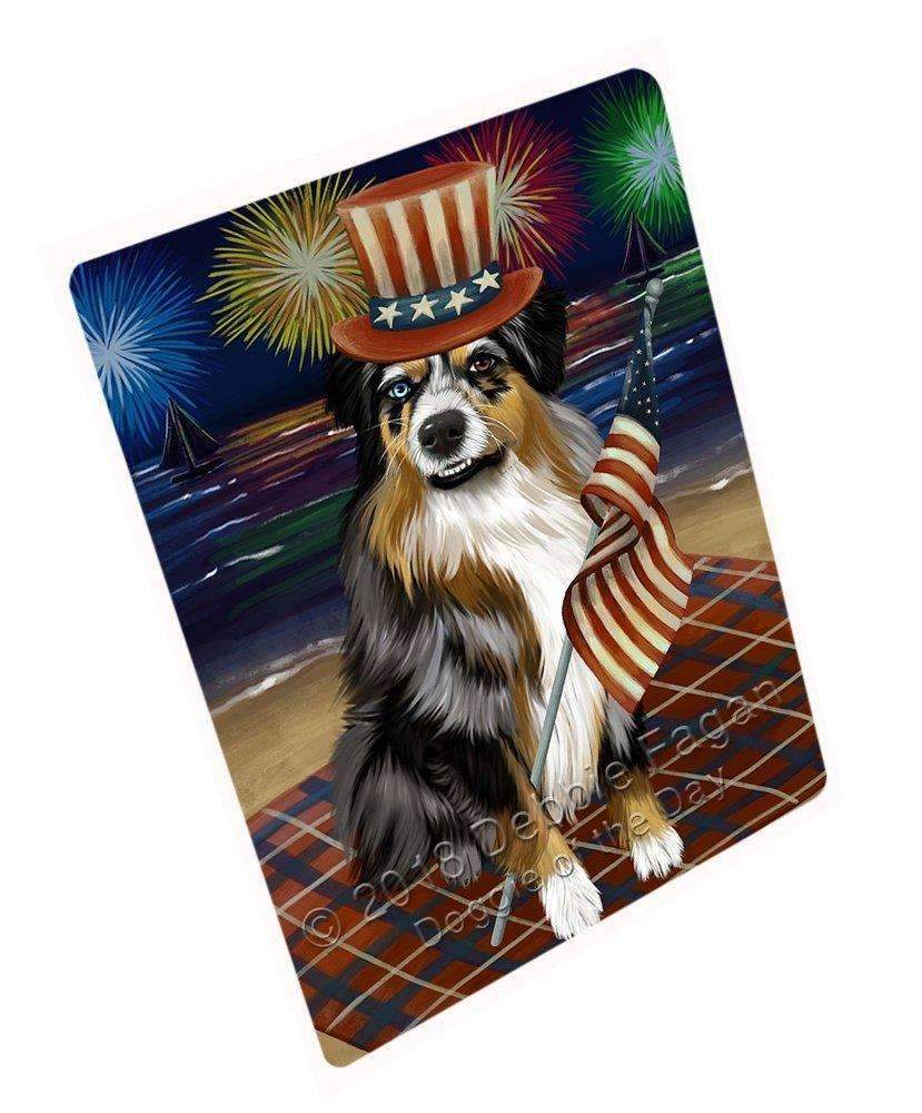 4Th Of July Firework Australian Shepherd Dog Blanket Blnkt49566