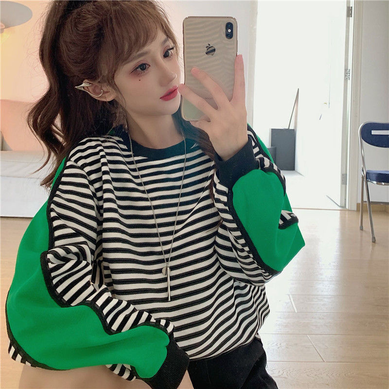 Crewneck Streetwear Woman Long Sleeve Top Clothes Korean Fashion Sweatshirts for Women Aesthetic Autumn Casual Loose Spring Cute alx