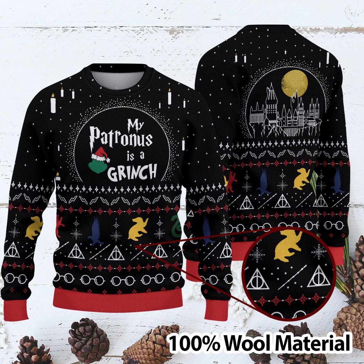 Grinch Ugly Sweater, My Patronus Is A Grinch Ugly Xmas Sweater 3D, Presents For Christmas