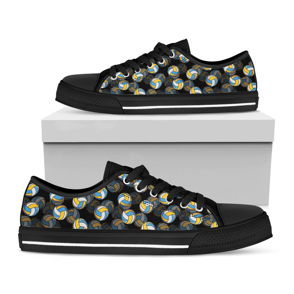 Volleyball Pattern Print Black Low Top Shoes