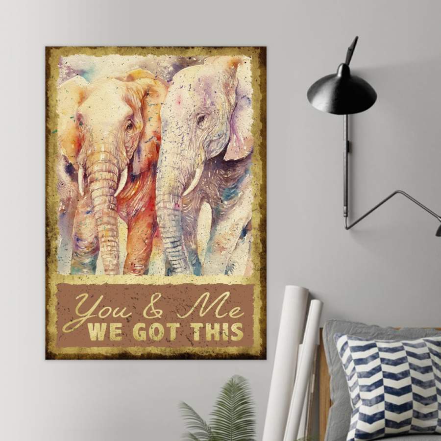 Elephant – You And Me Retro Style – Poster