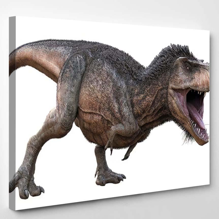 3D Rendering Downy Feathered Tyrannosaurus Rex – Dinosaur Animals Canvas Print