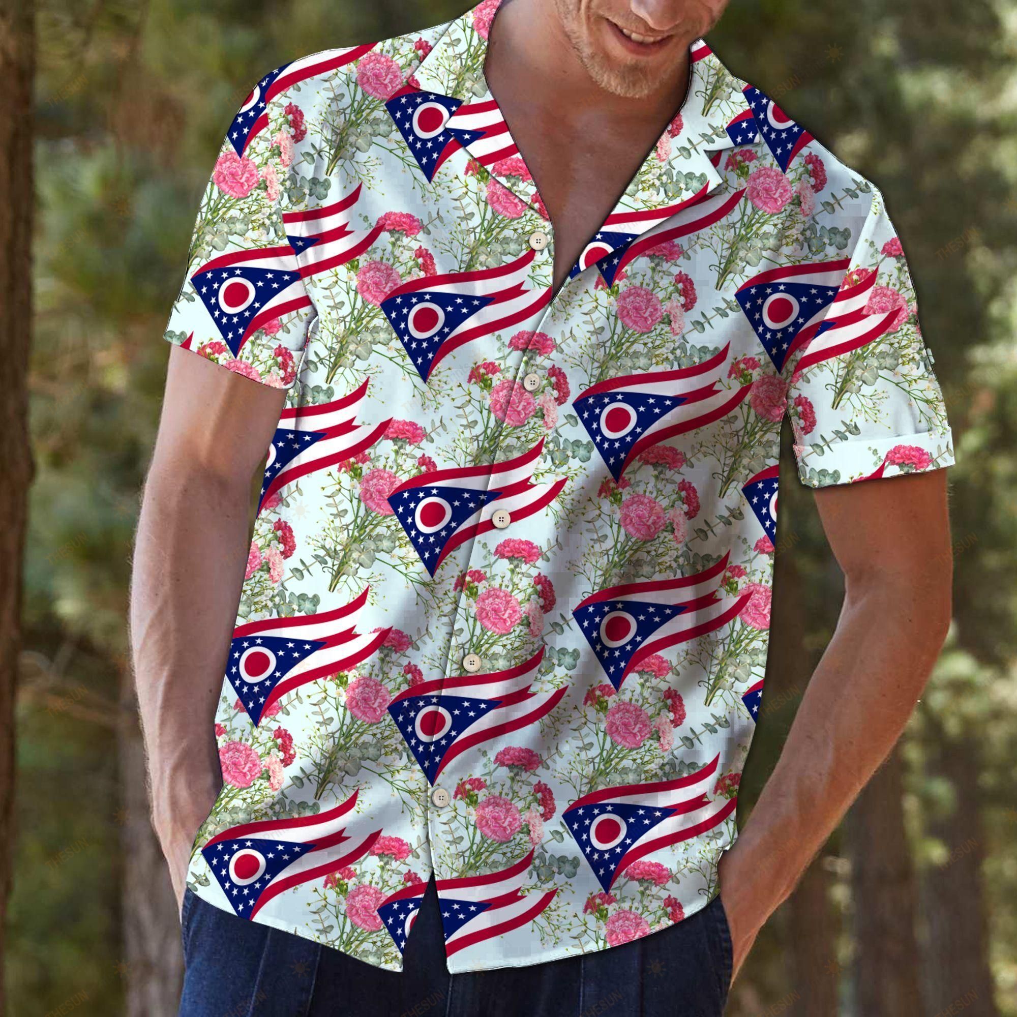 Ohio Scarlet Carnation Hawaiian Shirt Ha78747