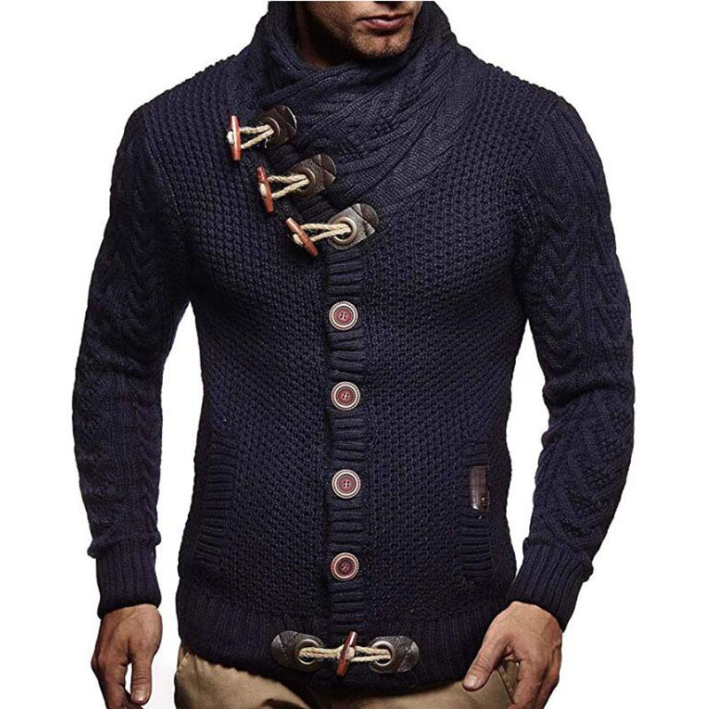 Autumn/Winter Knitted Jacket High Collar Button Plus Size Men’s Sweater alx