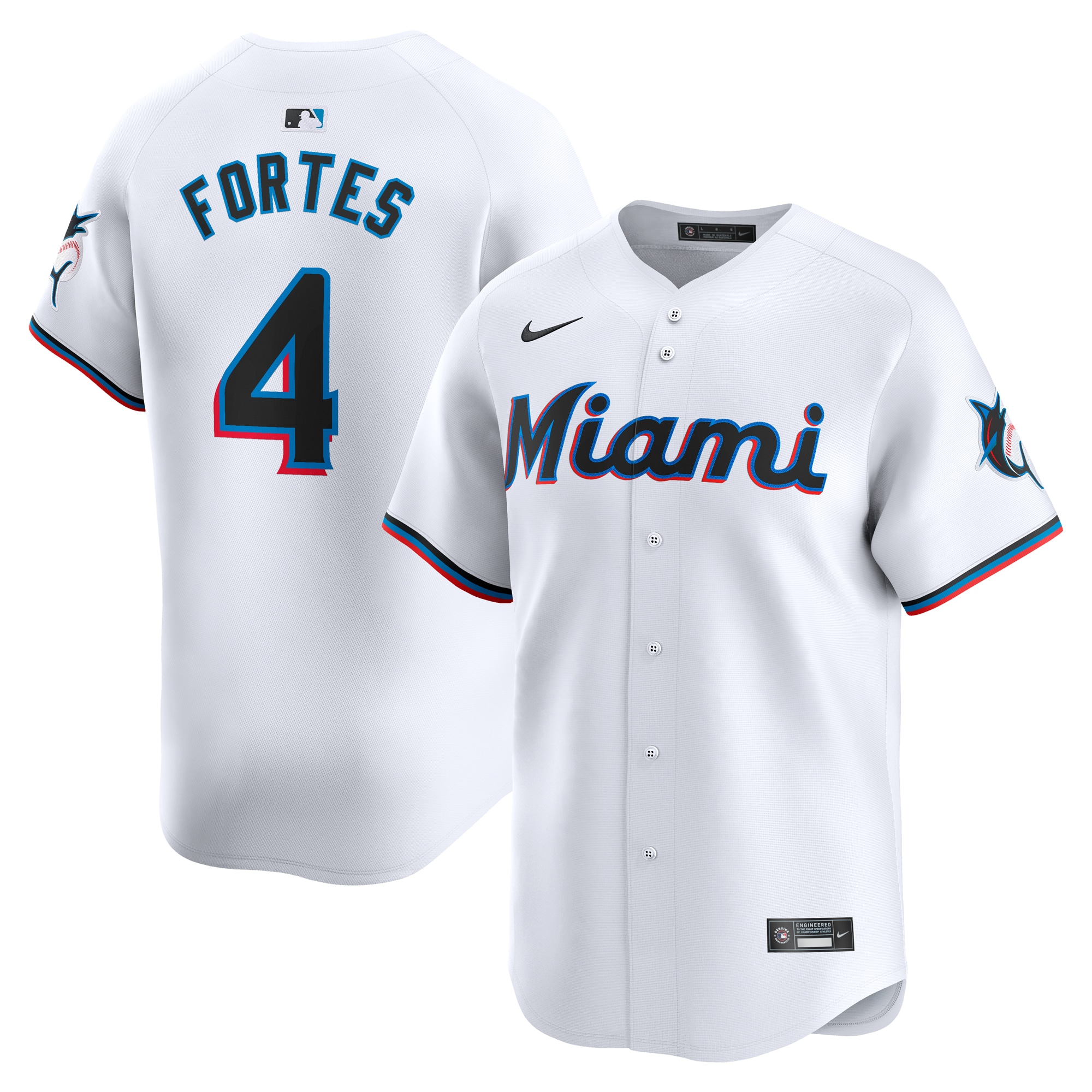 Nick Fortes Miami Marlins Home Limited Player Jersey – White