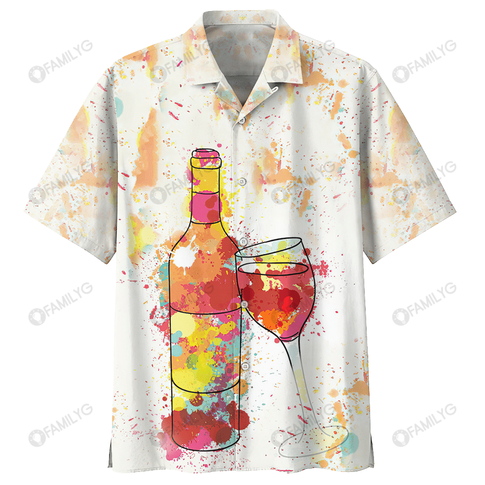 Wine Shirt – Let The Good Times Flow Colorful Wine Hawaiian Shirt Summer Hawaiian For Men, Women, Couple